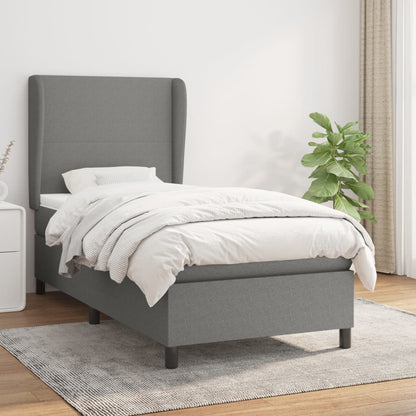 Giroletto a Molle con Materasso Grigio Scuro 80x200 cm Tessuto | homemem39