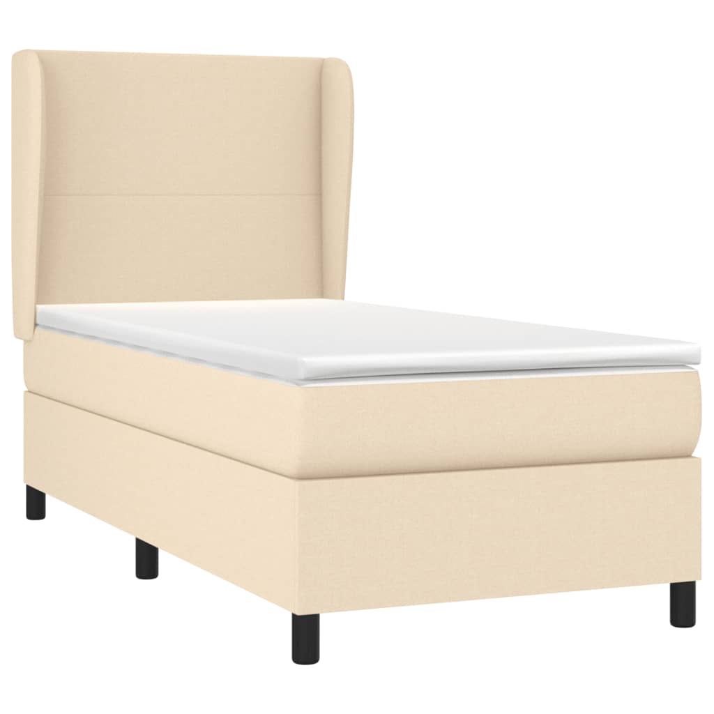 Giroletto a Molle con Materasso Crema 90x190 cm in Tessuto | homemem39