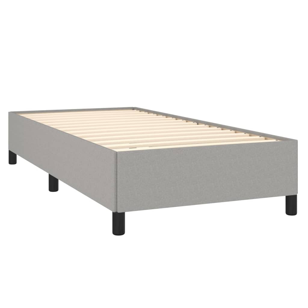 Spring bed frame with light gray mattress 90x200 cm fabric