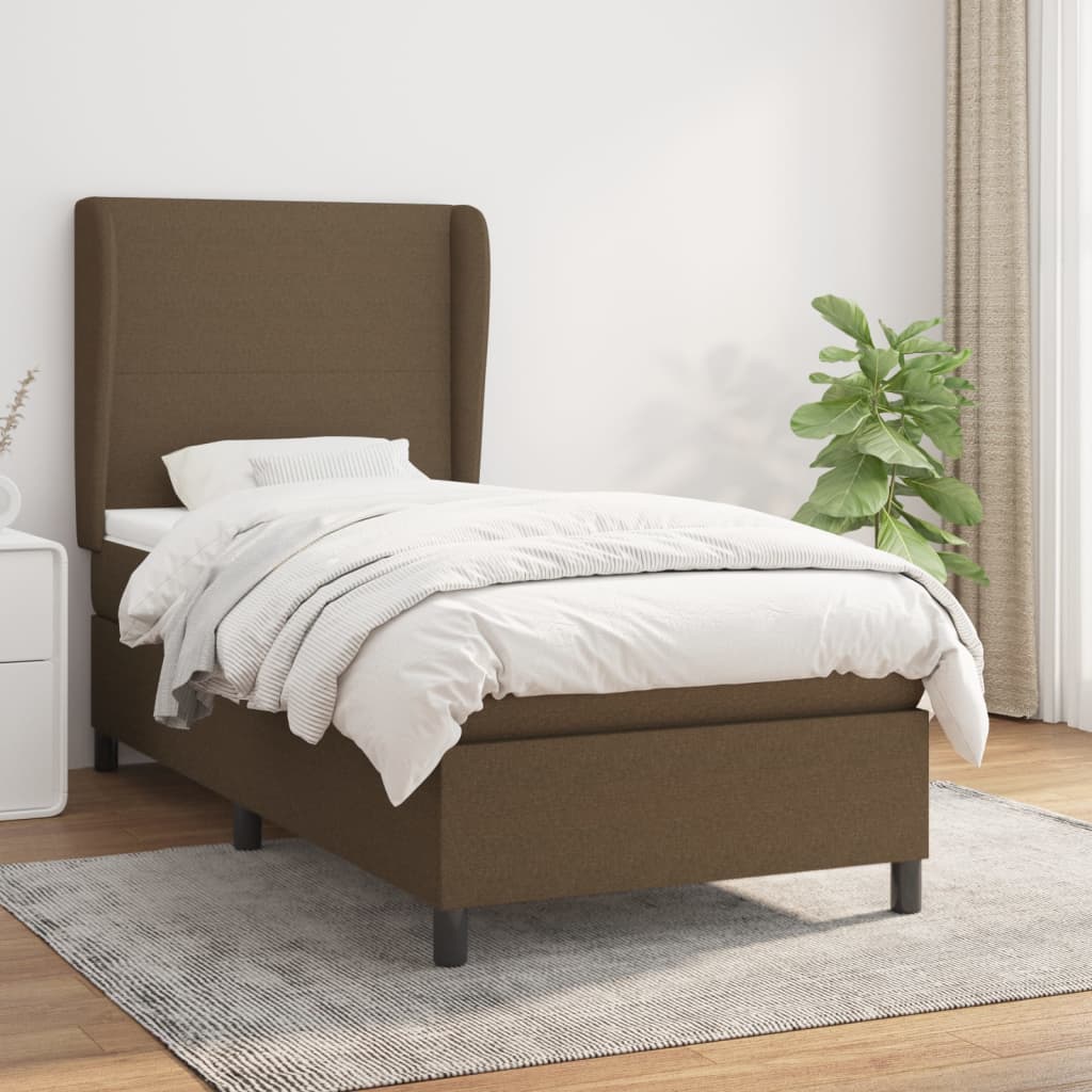 Giroletto a Molle con Materasso Marrone Scuro 100x200cm Tessuto | homemem39