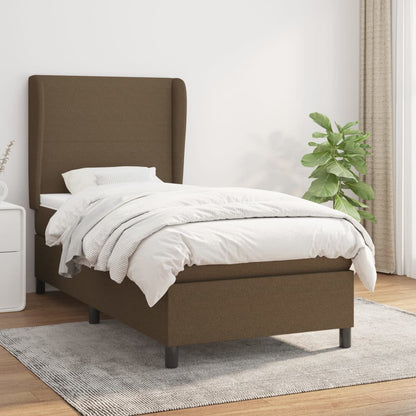Giroletto a Molle con Materasso Marrone Scuro 100x200cm Tessuto | homemem39
