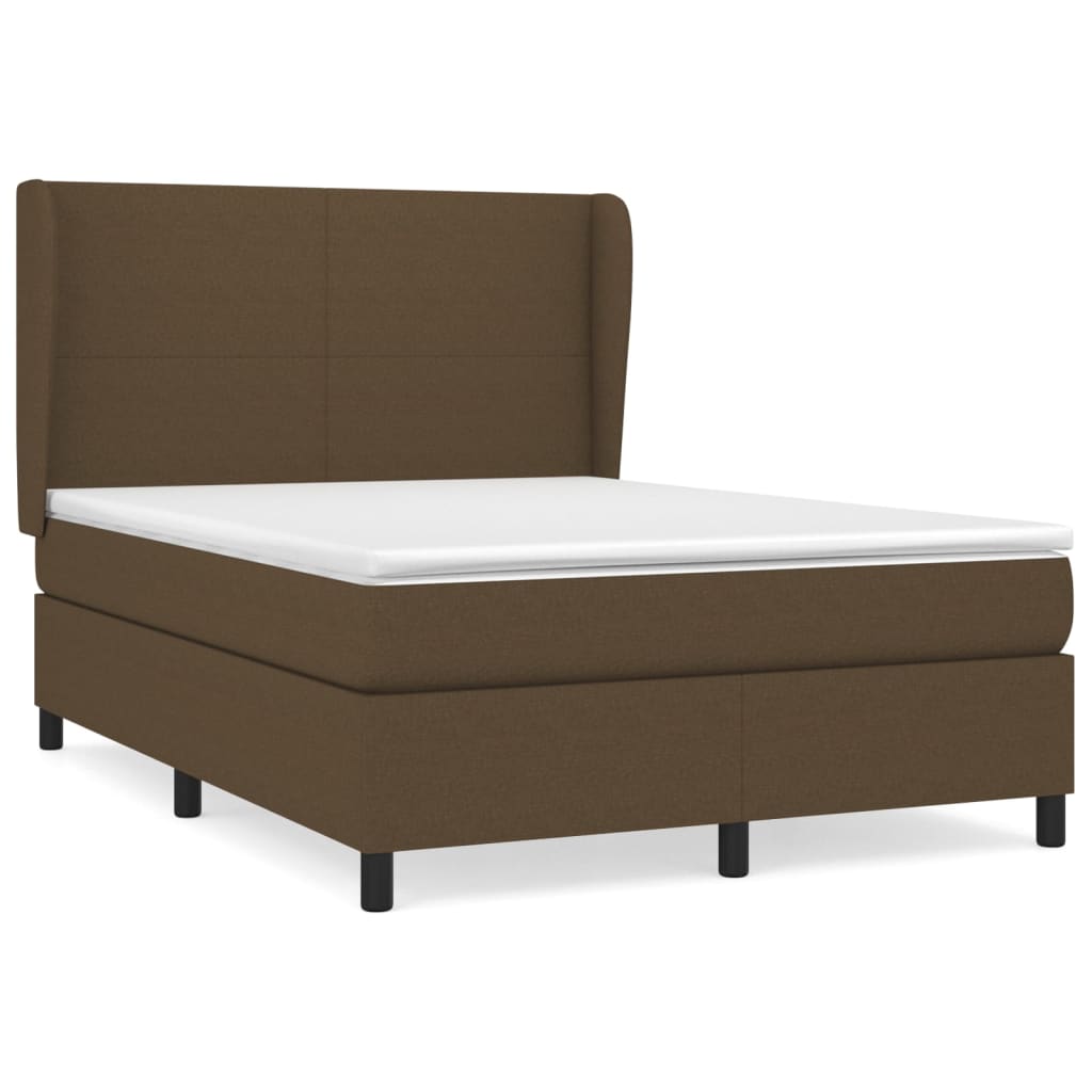 Giroletto a Molle con Materasso Marrone Scuro 140x200cm Tessuto | homemem39