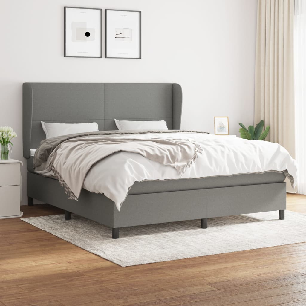 Giroletto a Molle con Materasso Grigio Scuro 180x200 cm Tessuto | homemem39