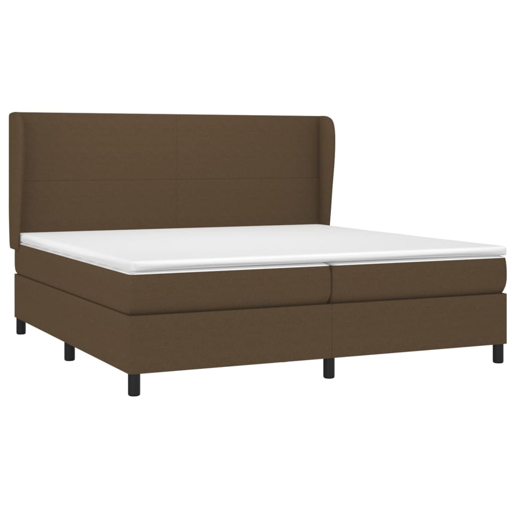 Giroletto a Molle con Materasso Marrone Scuro 200x200cm Tessuto | homemem39