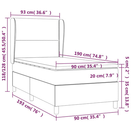 Giroletto a Molle con Materasso Grigio Chiaro 90x190 cm Tessuto | homemem39