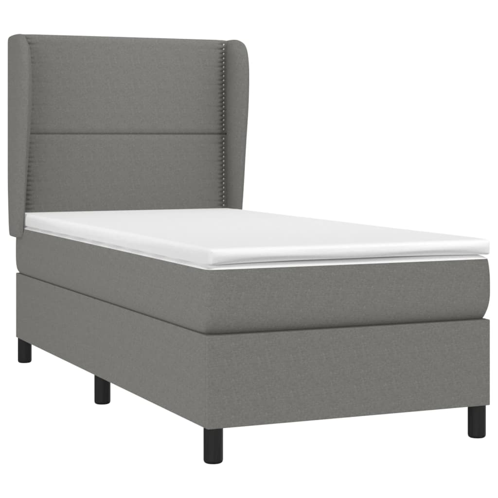Giroletto a Molle con Materasso Grigio Scuro 90x190 cm Tessuto | homemem39