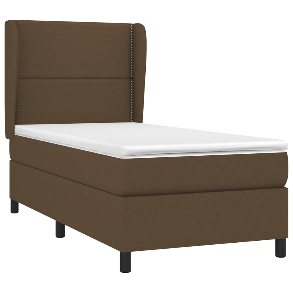 Giroletto a Molle con Materasso Marrone Scuro 100x200cm Tessuto | homemem39