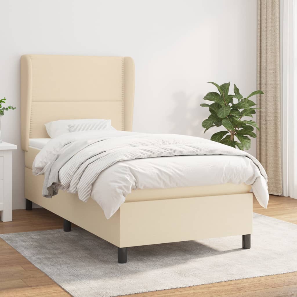 Giroletto a Molle con Materasso Crema 100x200 cm in Tessuto | homemem39