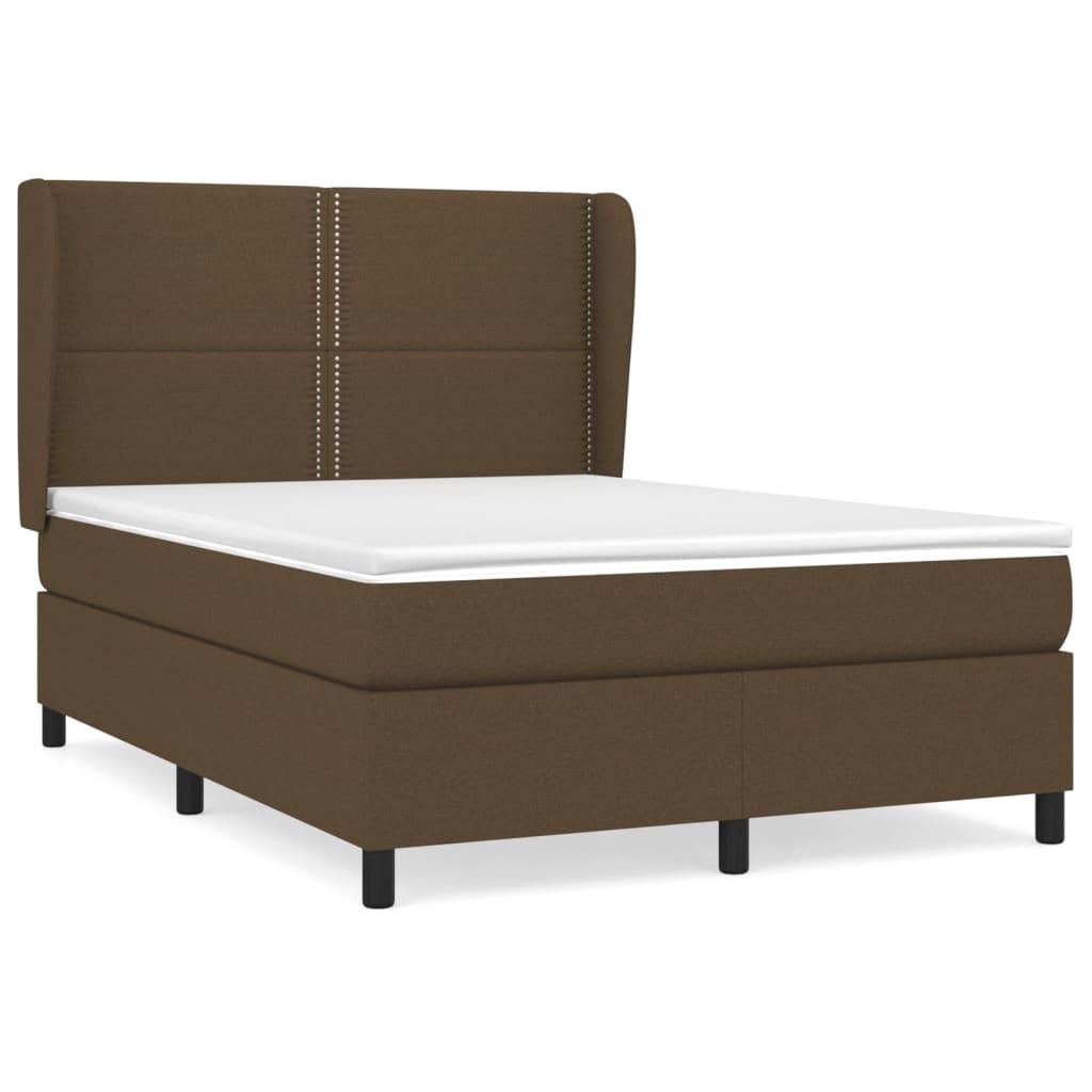 Giroletto a Molle con Materasso Marrone Scuro 140x190cm Tessuto | homemem39