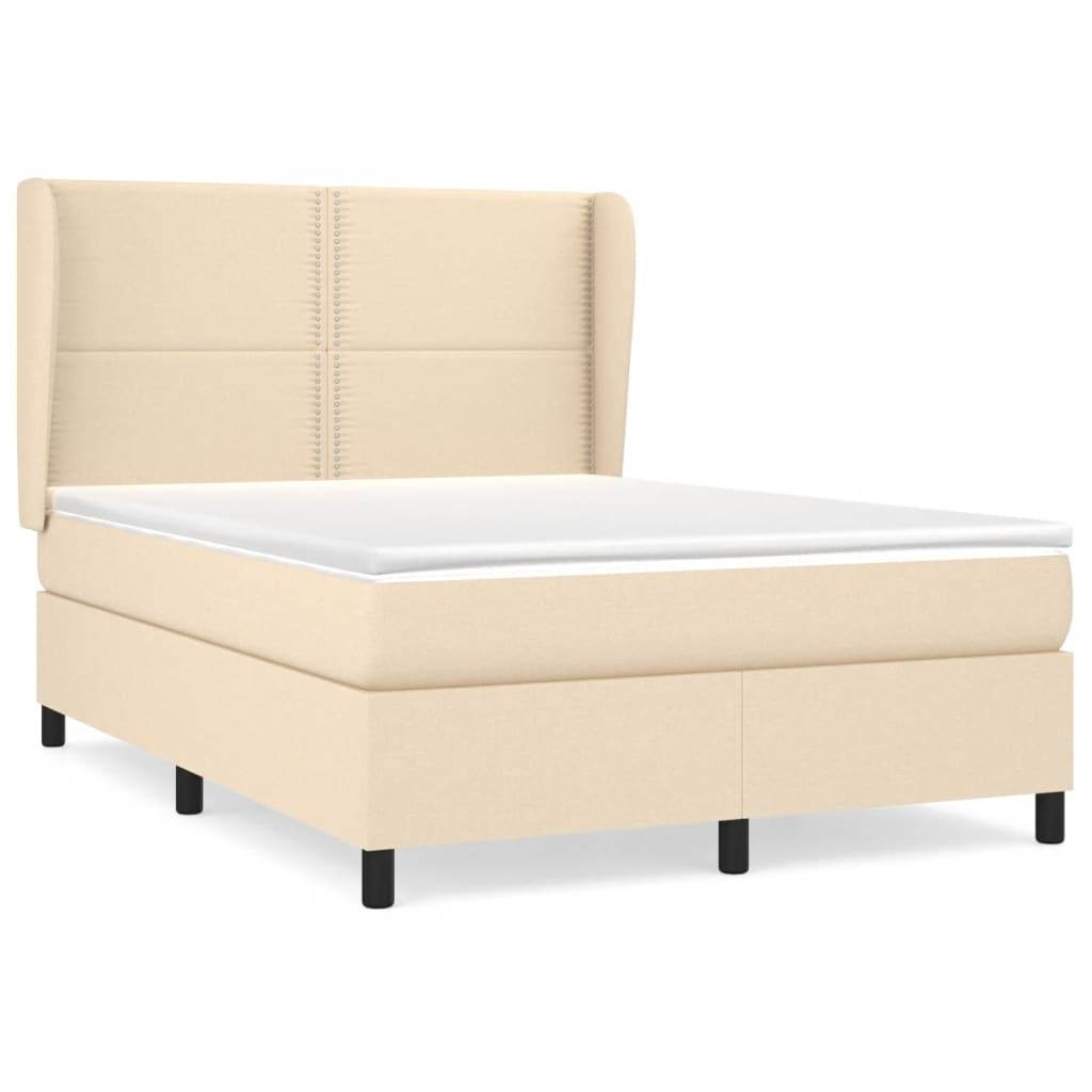 Giroletto a Molle con Materasso Crema 140x19 cm in Tessuto | homemem39
