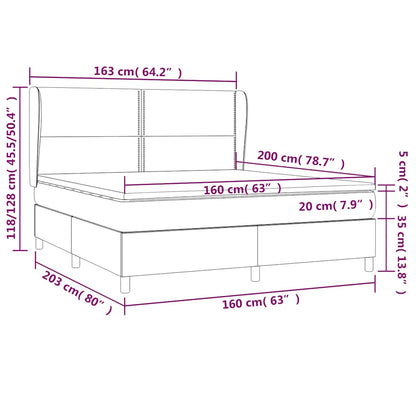Giroletto a Molle con Materasso Nero 160x200 cm in Tessuto | homemem39