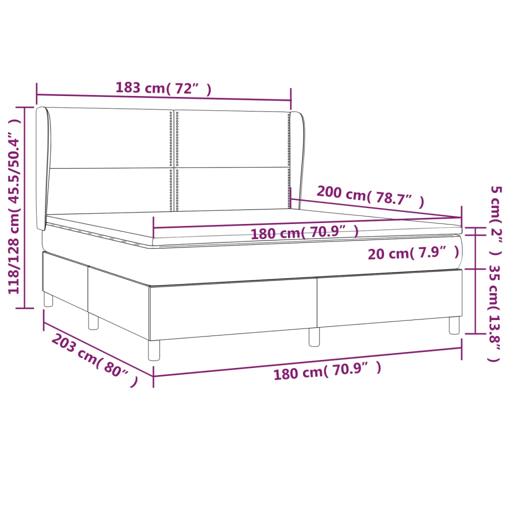 Giroletto a Molle con Materasso Grigio Scuro 180x200 cm Tessuto | homemem39