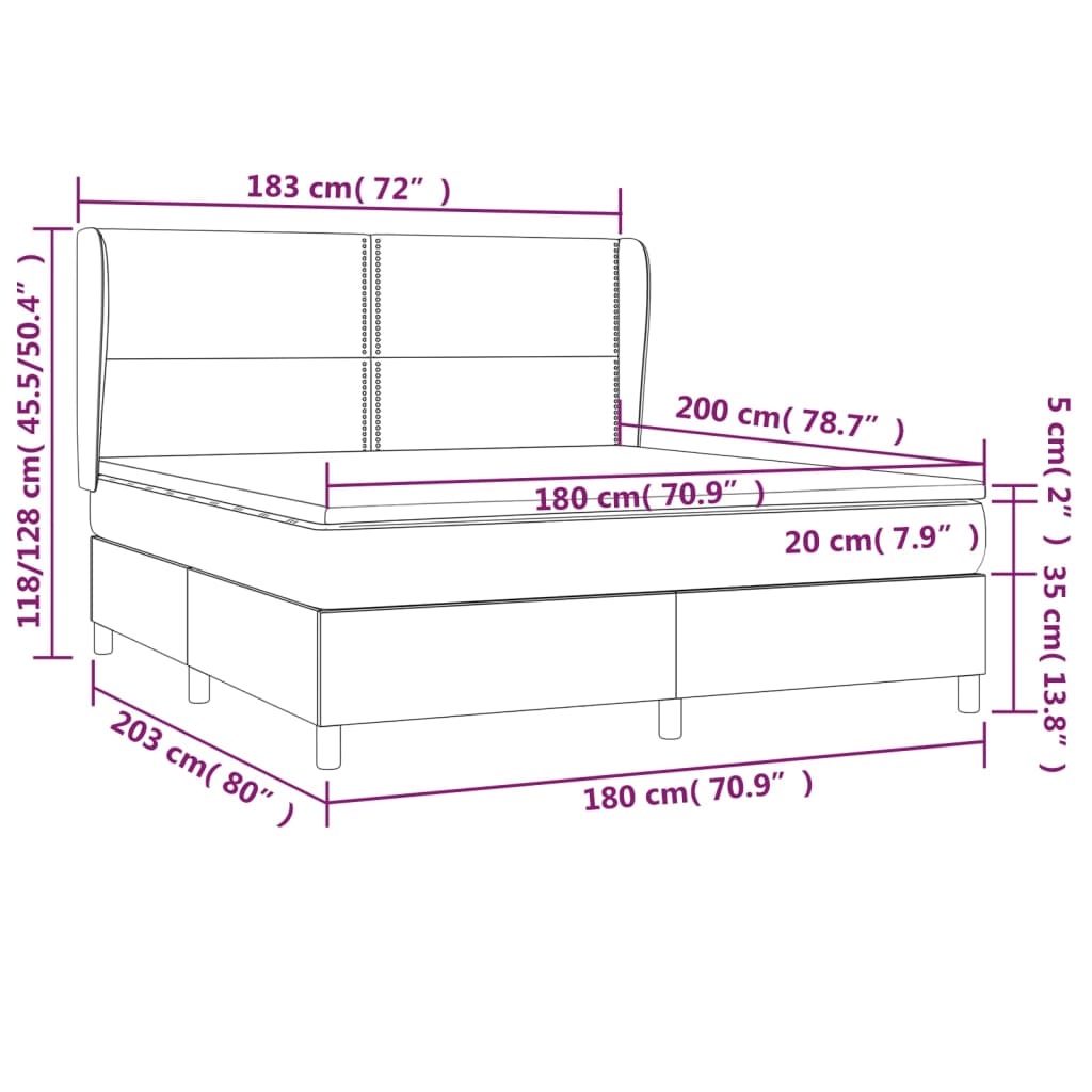 Giroletto a Molle con Materasso Tortora 180x200 cm in Tessuto