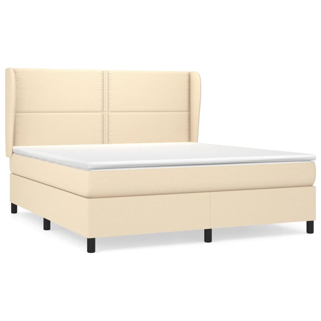 Giroletto a Molle con Materasso Crema 180x200 cm in Tessuto | homemem39