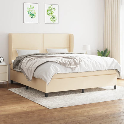 Giroletto a Molle con Materasso Crema 180x200 cm in Tessuto | homemem39