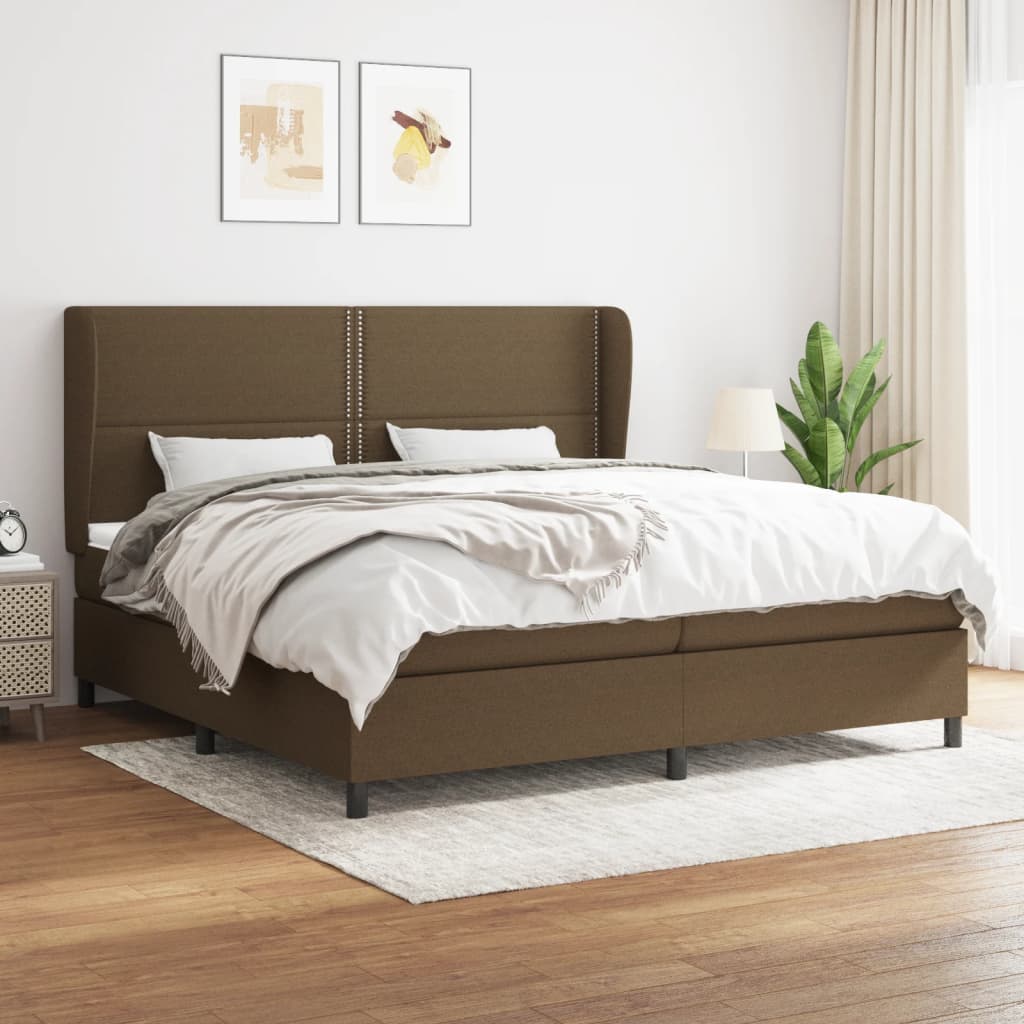 Giroletto a Molle con Materasso Marrone Scuro 200x200cm Tessuto | homemem39