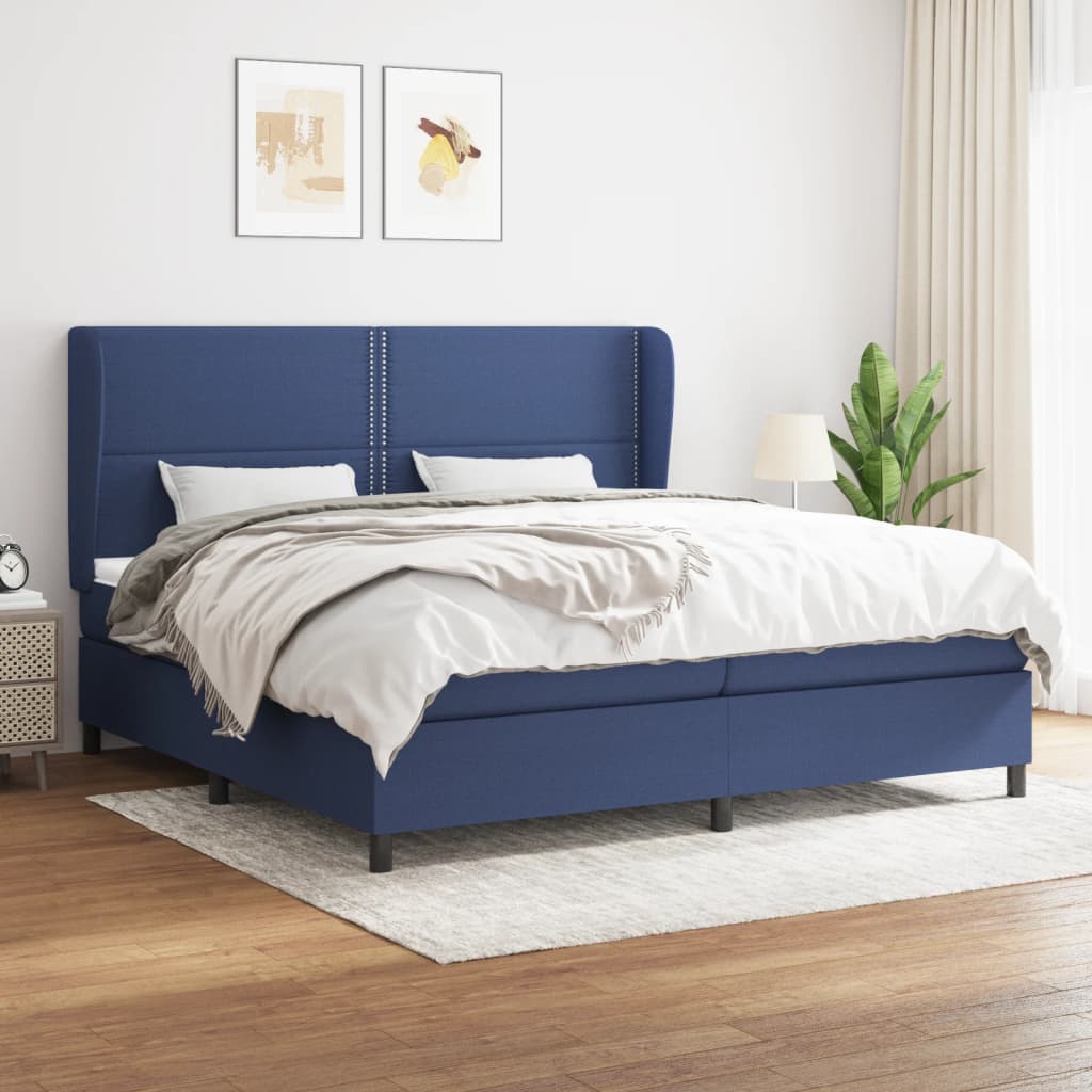 Giroletto a Molle con Materasso Blu 200x200 cm in Tessuto | homemem39