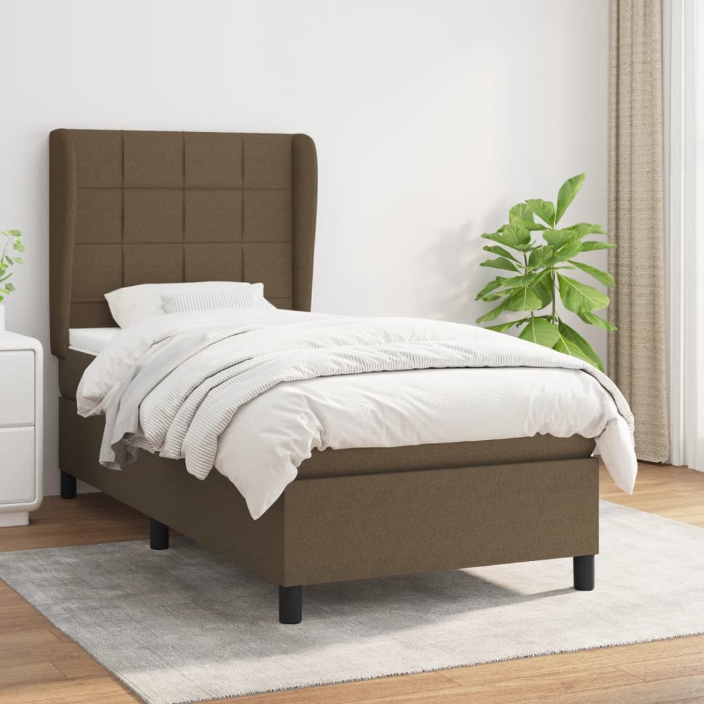 Giroletto a Molle con Materasso Marrone Scuro 90x190cm Tessuto | homemem39