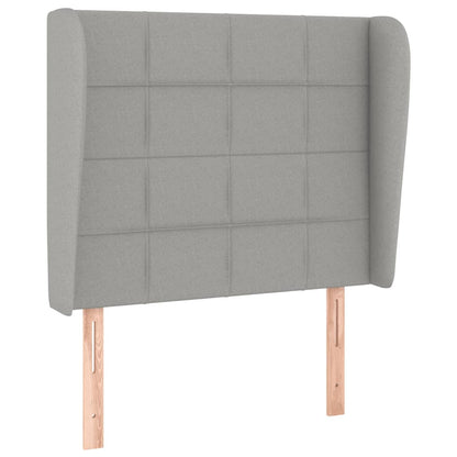 Spring bed frame with light gray mattress 90x200 cm fabric