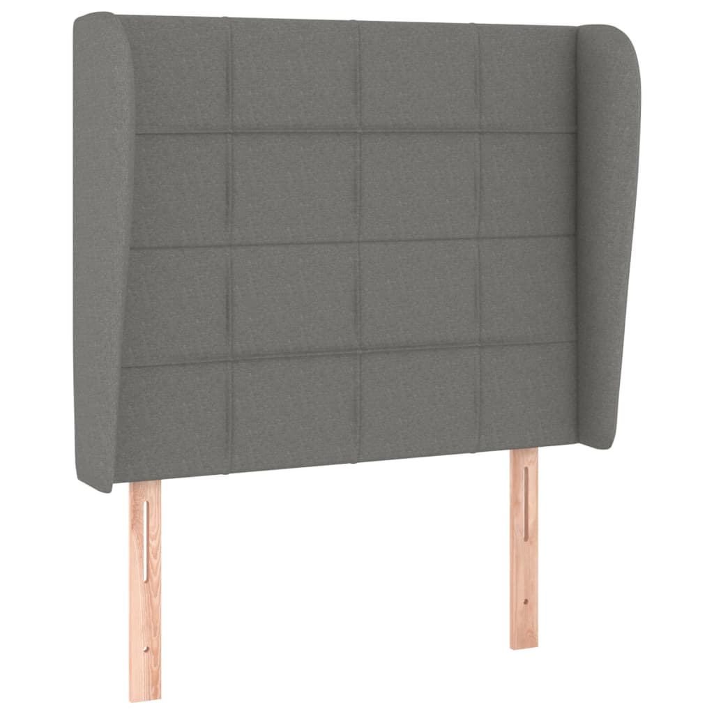 Spring Bed Frame with Dark Gray Mattress 90x200 cm Fabric