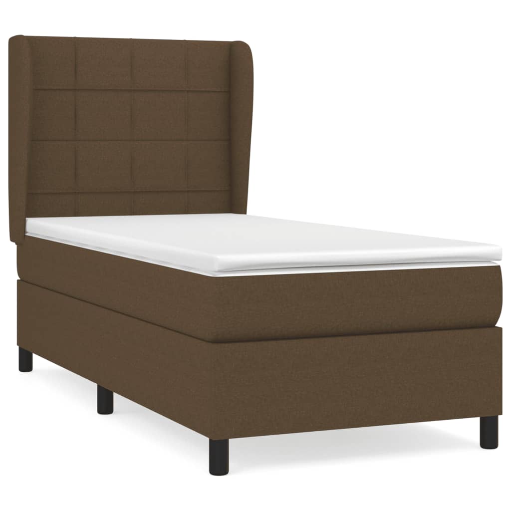 Giroletto a Molle con Materasso Marrone Scuro 90x200 cm Tessuto | homemem39