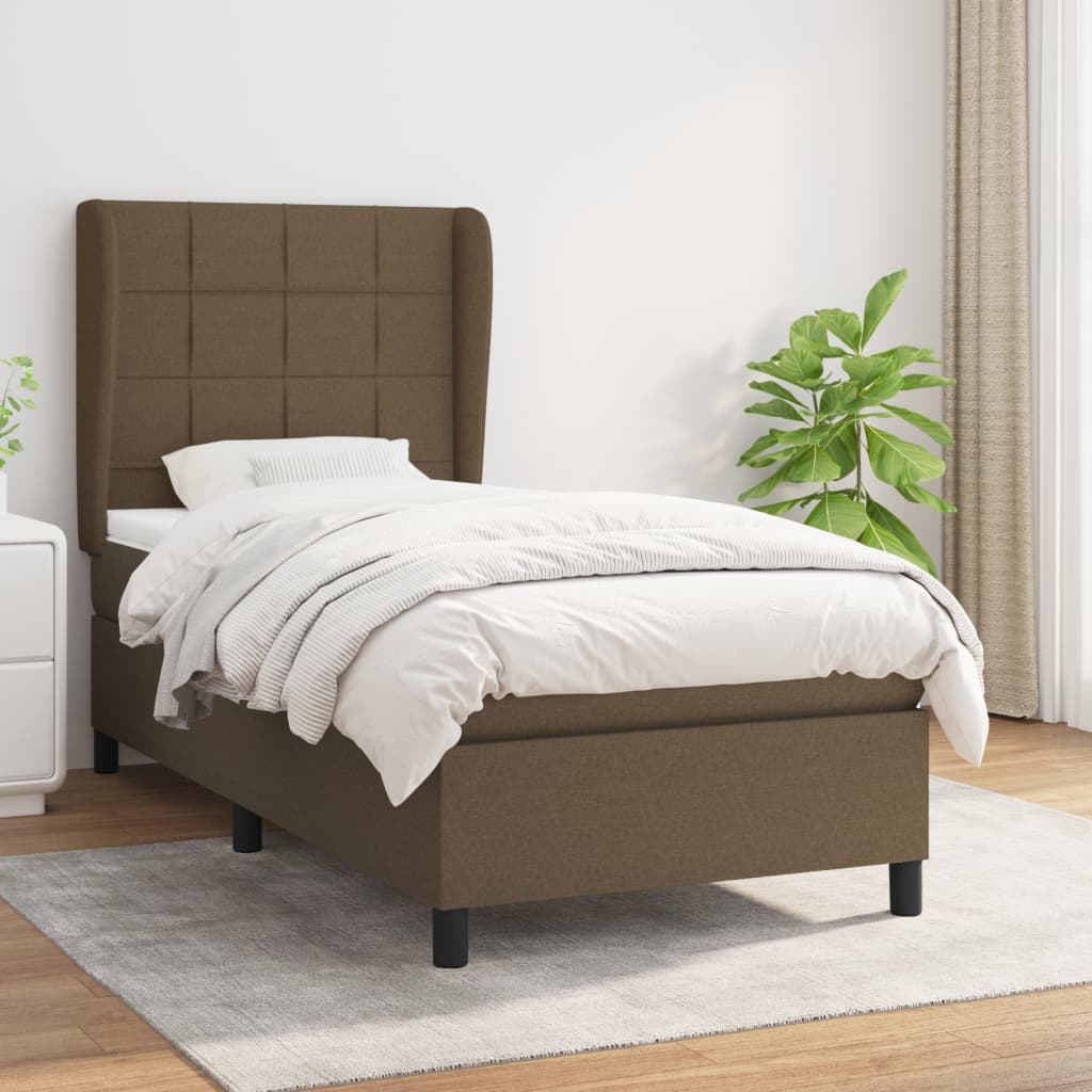 Giroletto a Molle con Materasso Marrone Scuro 100x200cm Tessuto | homemem39