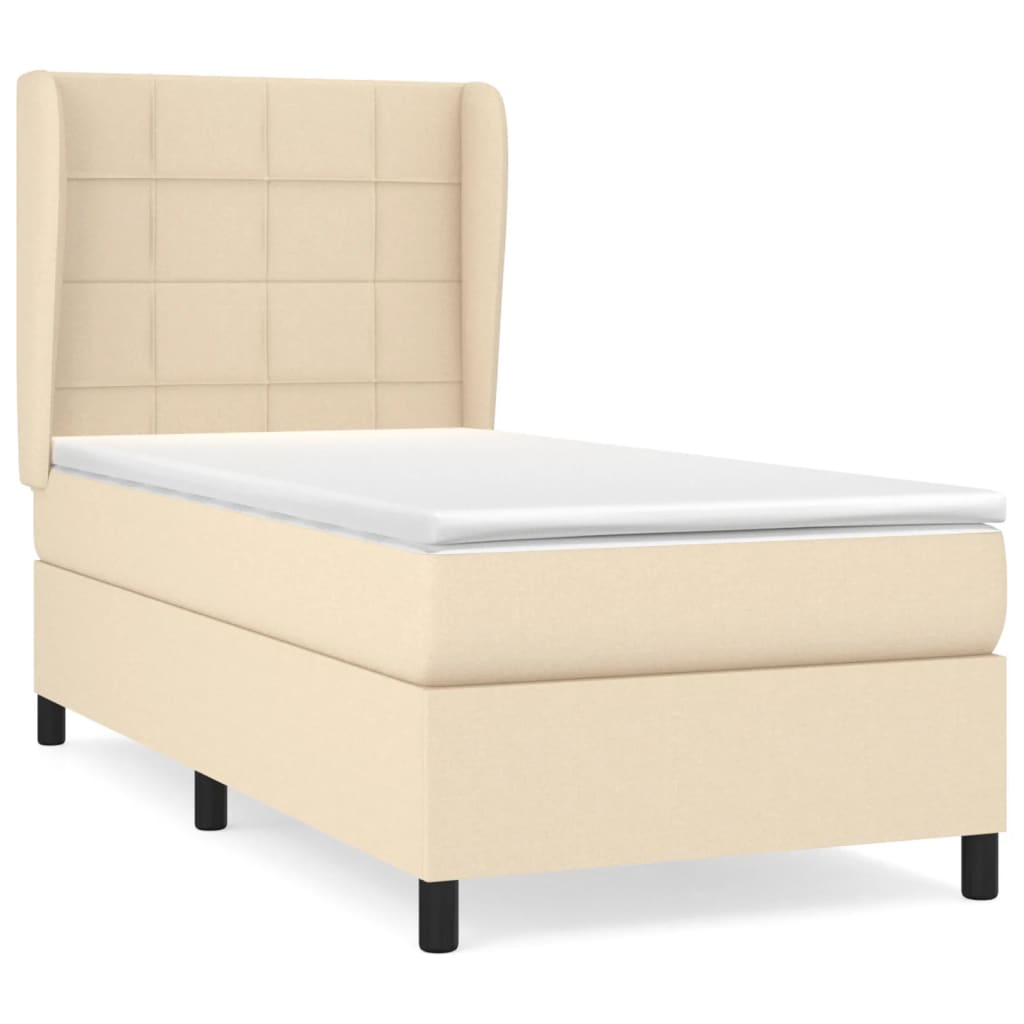 Giroletto a Molle con Materasso Crema 100x200 cm in Tessuto | homemem39