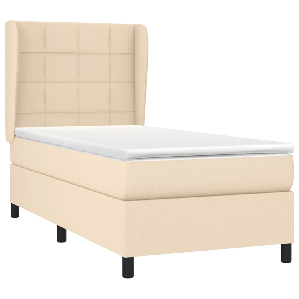 Giroletto a Molle con Materasso Crema 100x200 cm in Tessuto | homemem39