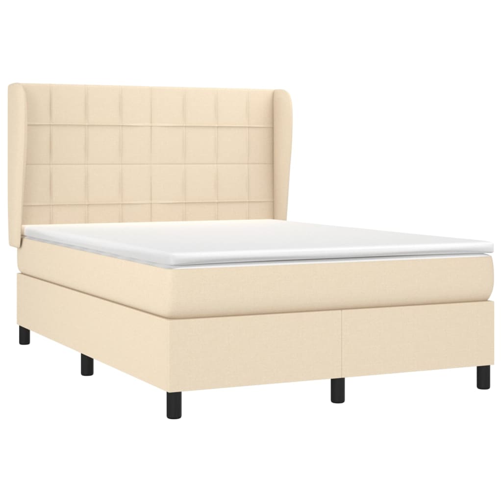 Giroletto a Molle con Materasso Crema 140x19 cm in Tessuto | homemem39