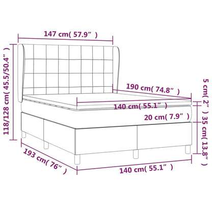 Giroletto a Molle con Materasso Blu 140x190 cm in Tessuto | homemem39