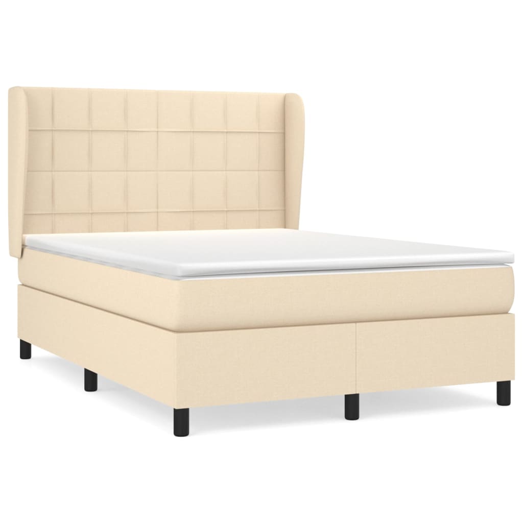 Giroletto a Molle con Materasso Crema 140x200 cm in Tessuto | homemem39