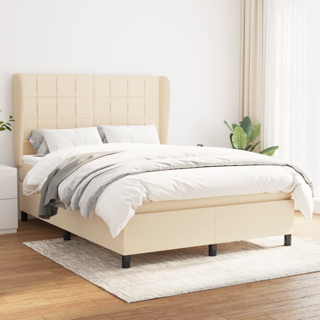 Giroletto a Molle con Materasso Crema 140x200 cm in Tessuto | homemem39