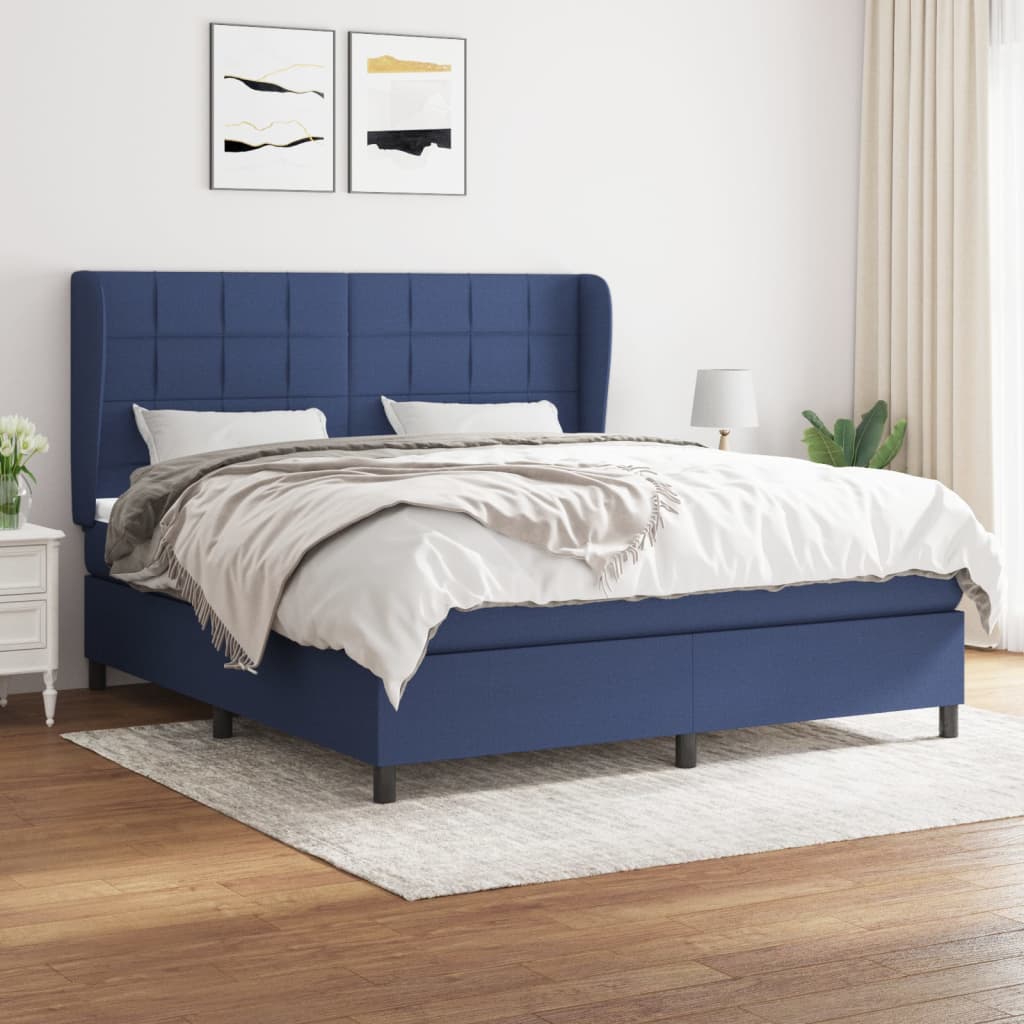 Giroletto a Molle con Materasso Blu 160x200 cm in Tessuto | homemem39
