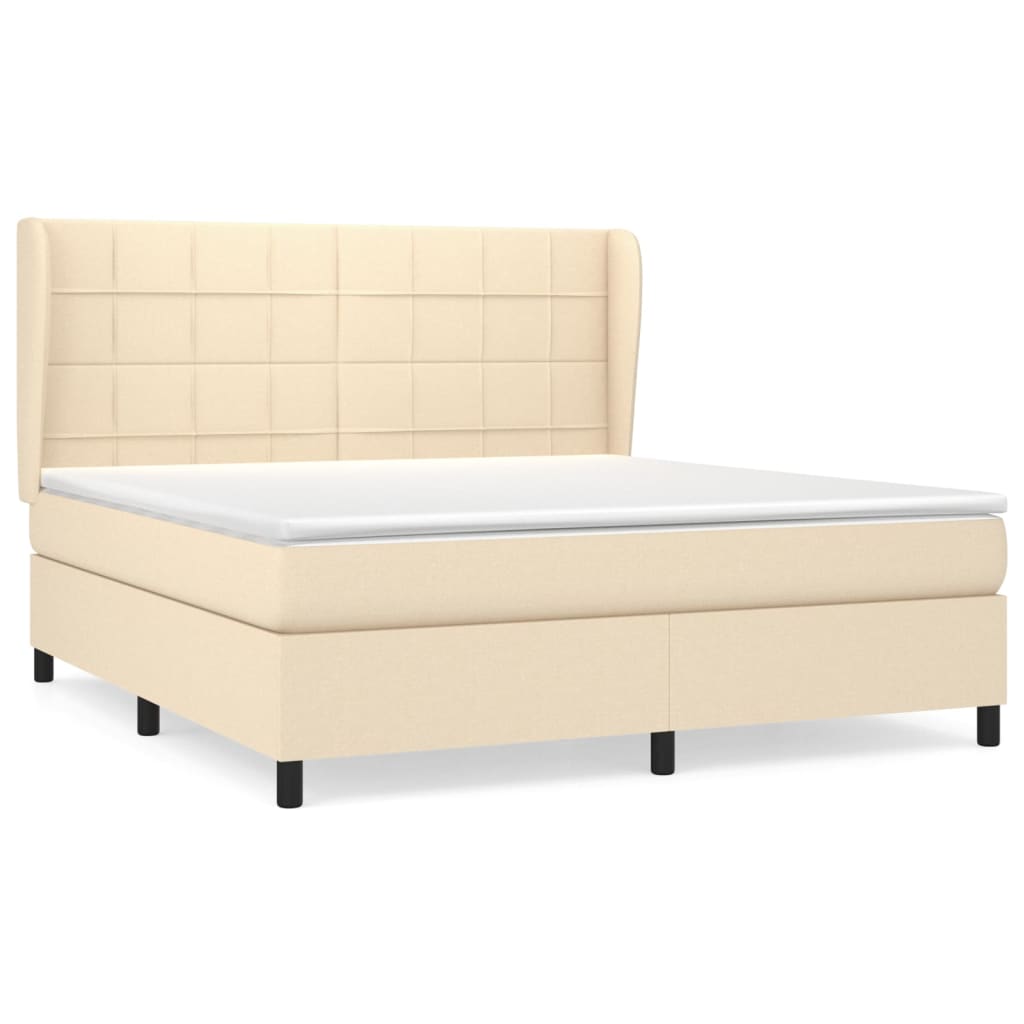 Giroletto a Molle con Materasso Crema 180x200 cm in Tessuto | homemem39