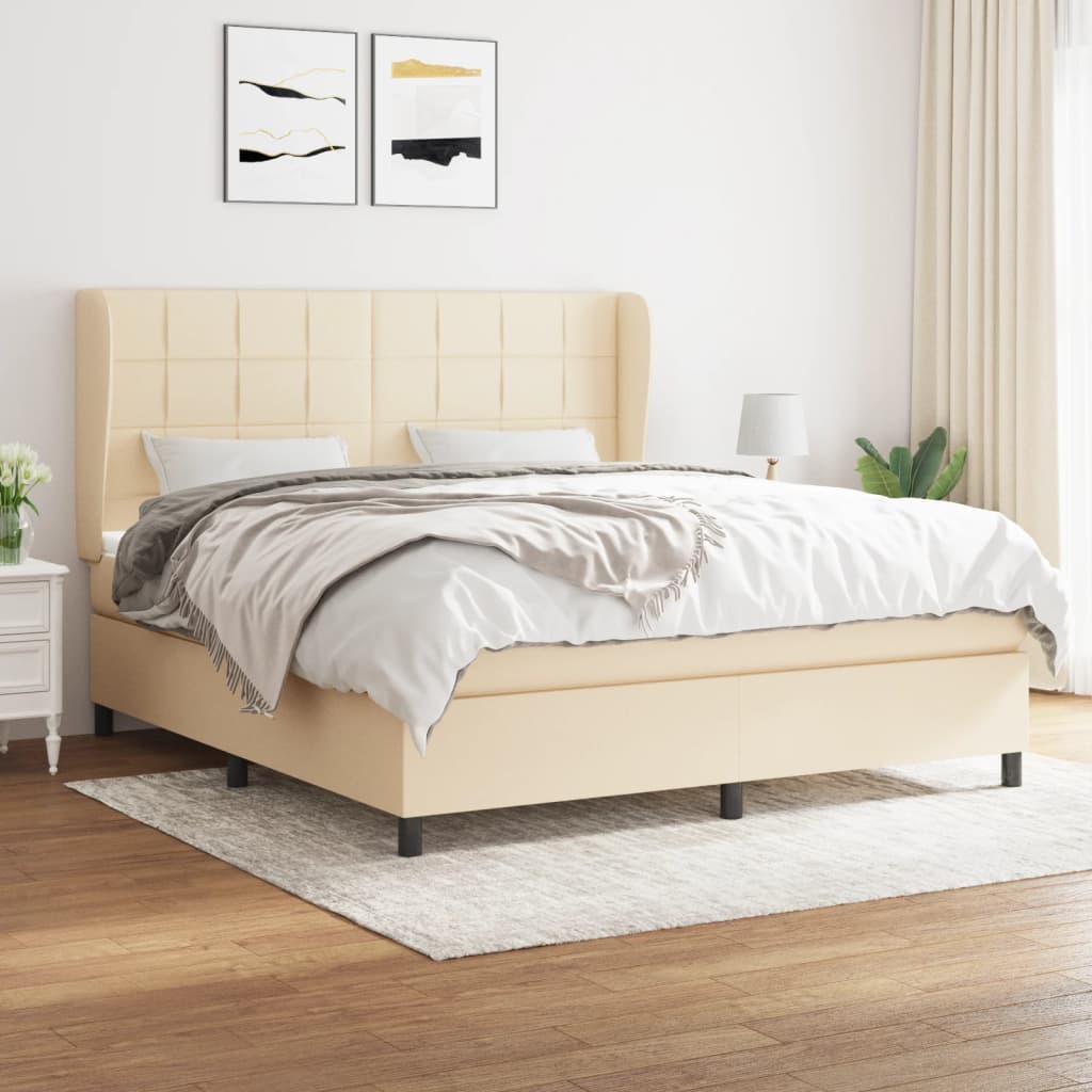 Giroletto a Molle con Materasso Crema 180x200 cm in Tessuto | homemem39