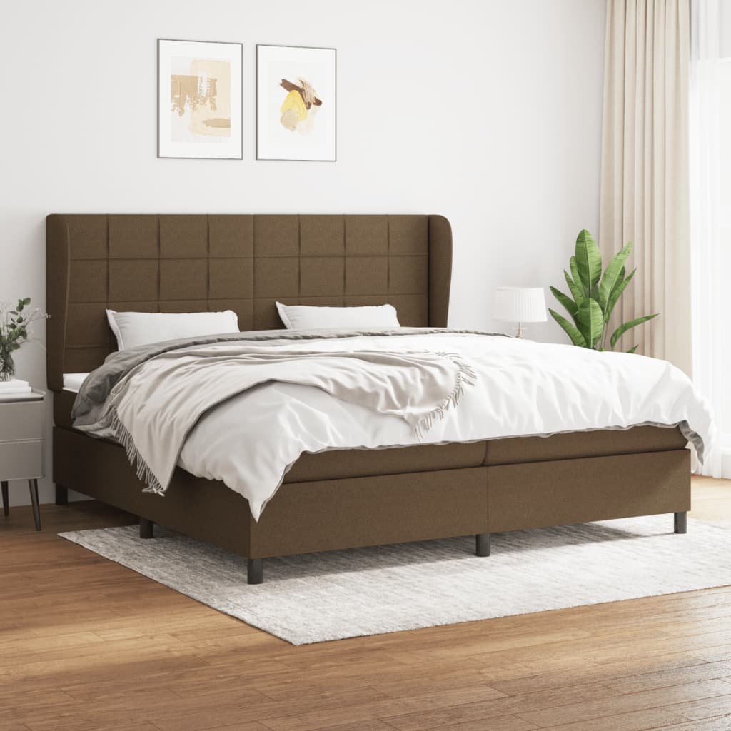 Giroletto a Molle con Materasso Marrone Scuro 200x200cm Tessuto | homemem39
