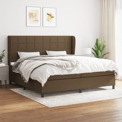 Giroletto a Molle con Materasso Marrone Scuro 200x200cm Tessuto | homemem39