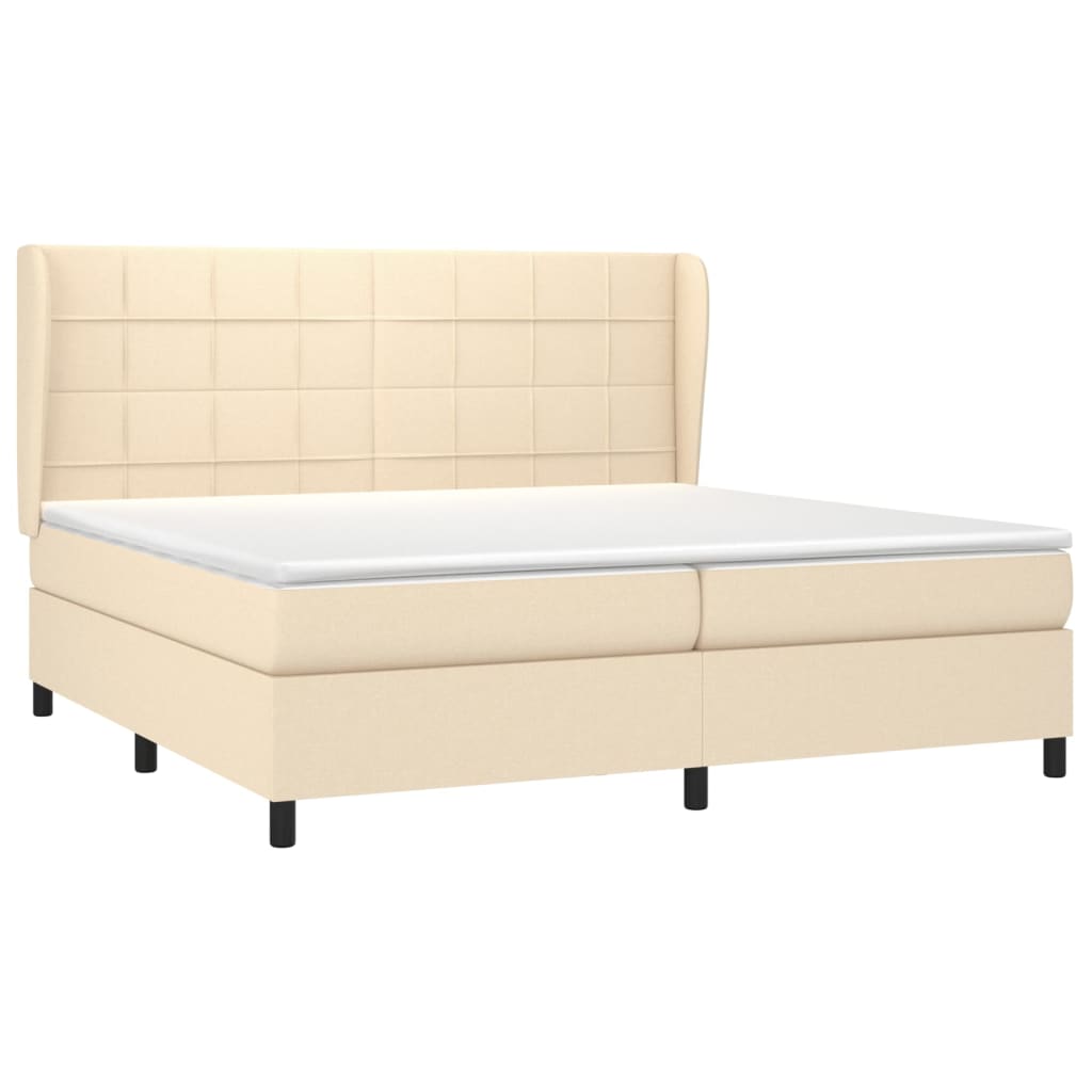 Giroletto a Molle con Materasso Crema 200x200 cm in Tessuto | homemem39