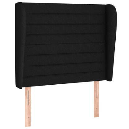 Spring bed frame with black mattress 80x200 cm in fabric