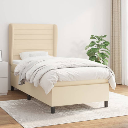 Giroletto a Molle con Materasso Crema 90x190 cm in Tessuto | homemem39