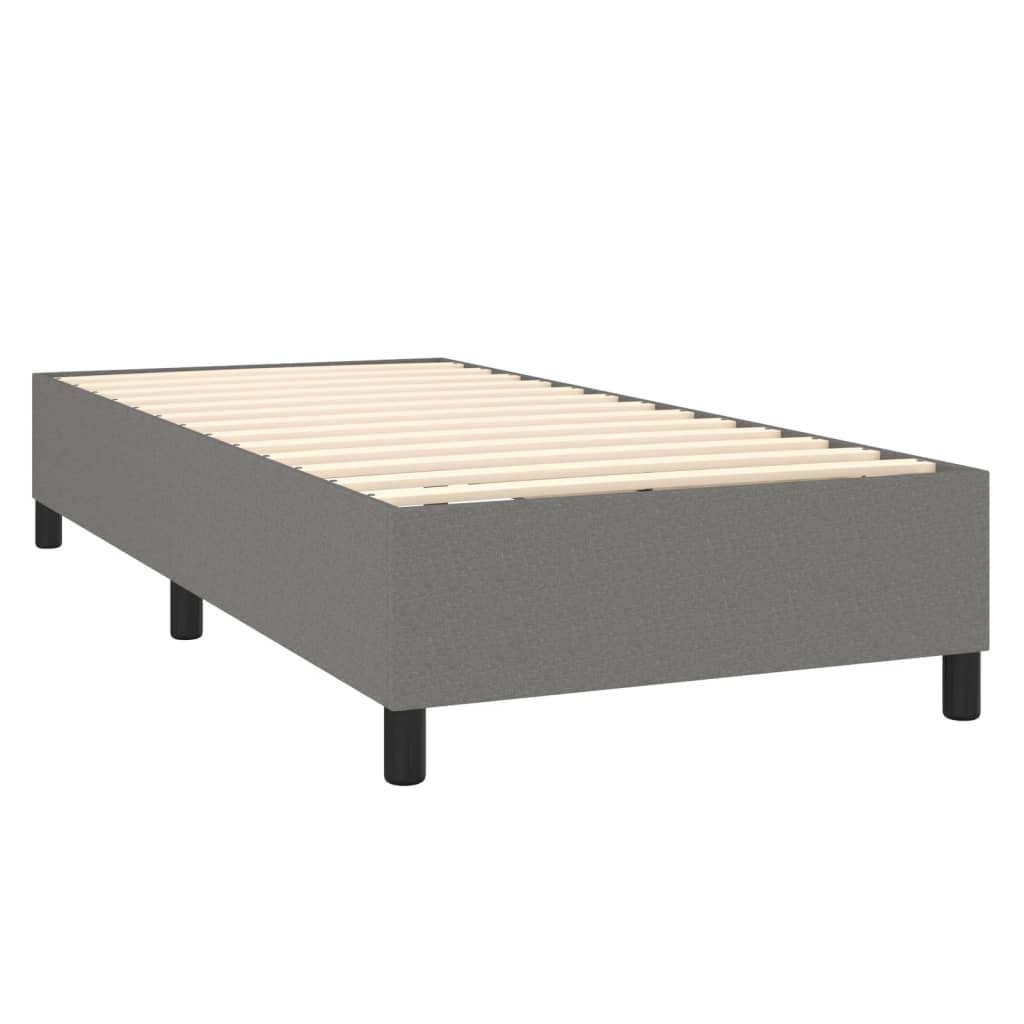 Spring Bed Frame with Dark Gray Mattress 90x200 cm Fabric