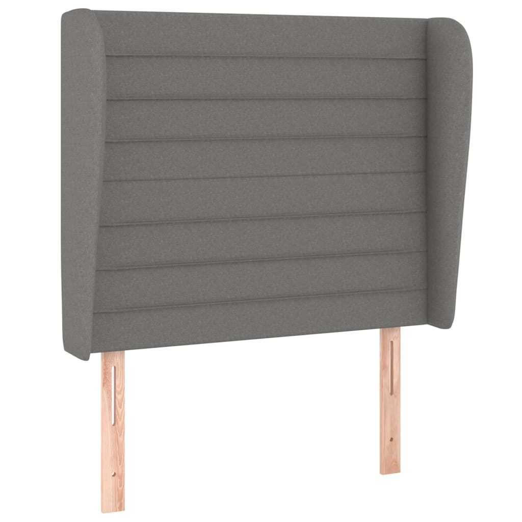 Spring Bed Frame with Dark Gray Mattress 90x200 cm Fabric