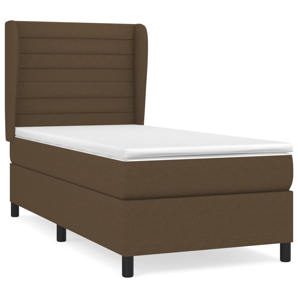Giroletto a Molle con Materasso Marrone Scuro 100x200cm Tessuto | homemem39