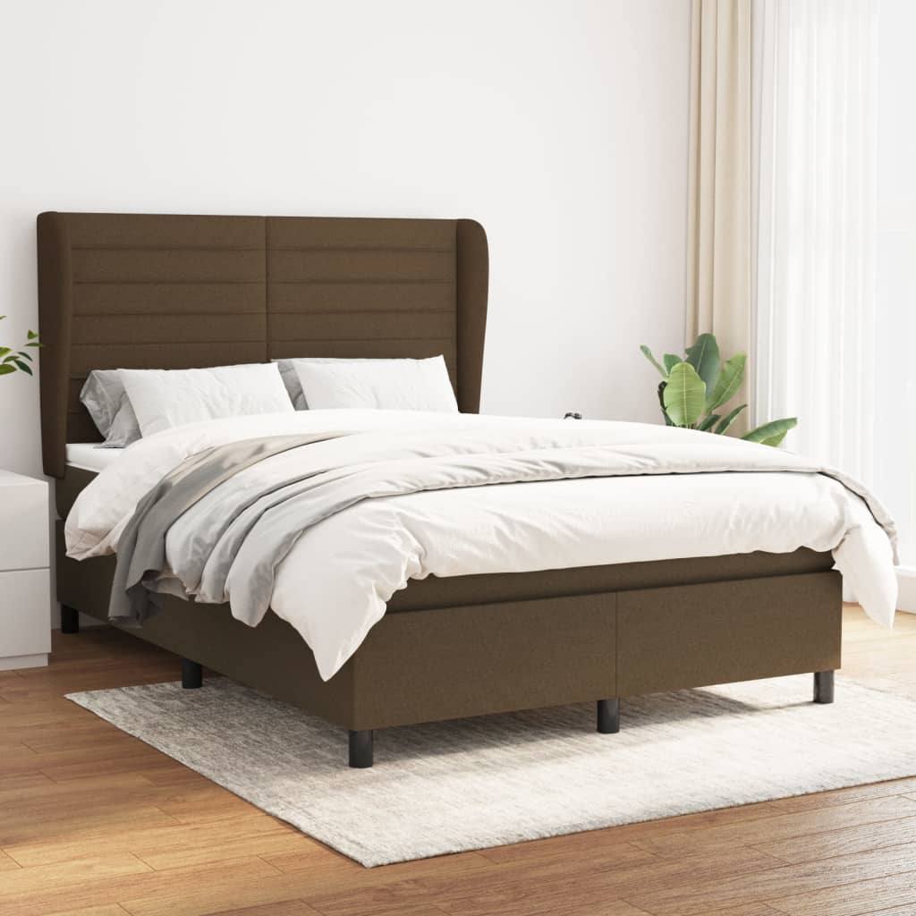 Giroletto a Molle con Materasso Marrone Scuro 140x190cm Tessuto | homemem39