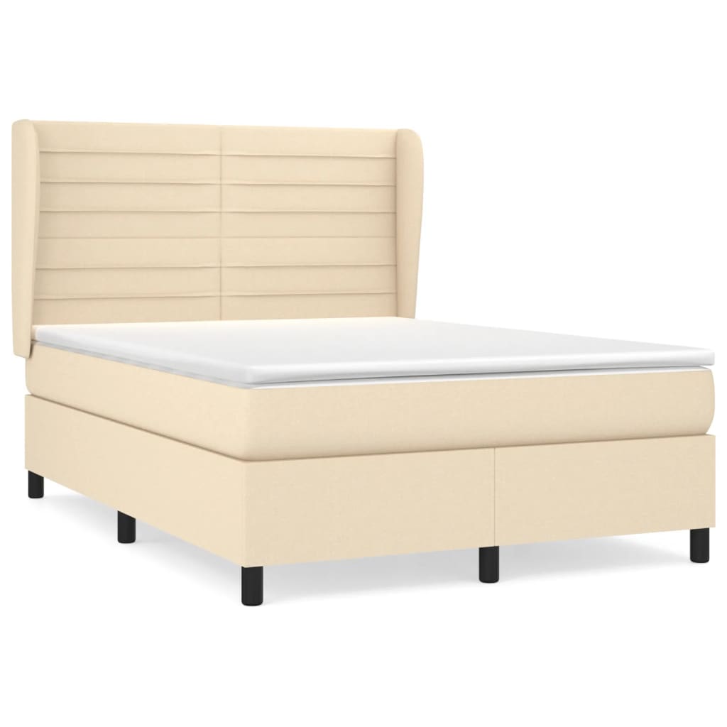 Giroletto a Molle con Materasso Crema 140x200 cm in Tessuto