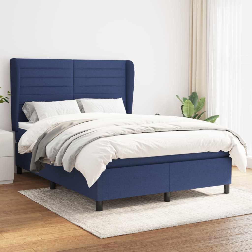 Giroletto a Molle con Materasso Blu 140x200 cm in Tessuto | homemem39