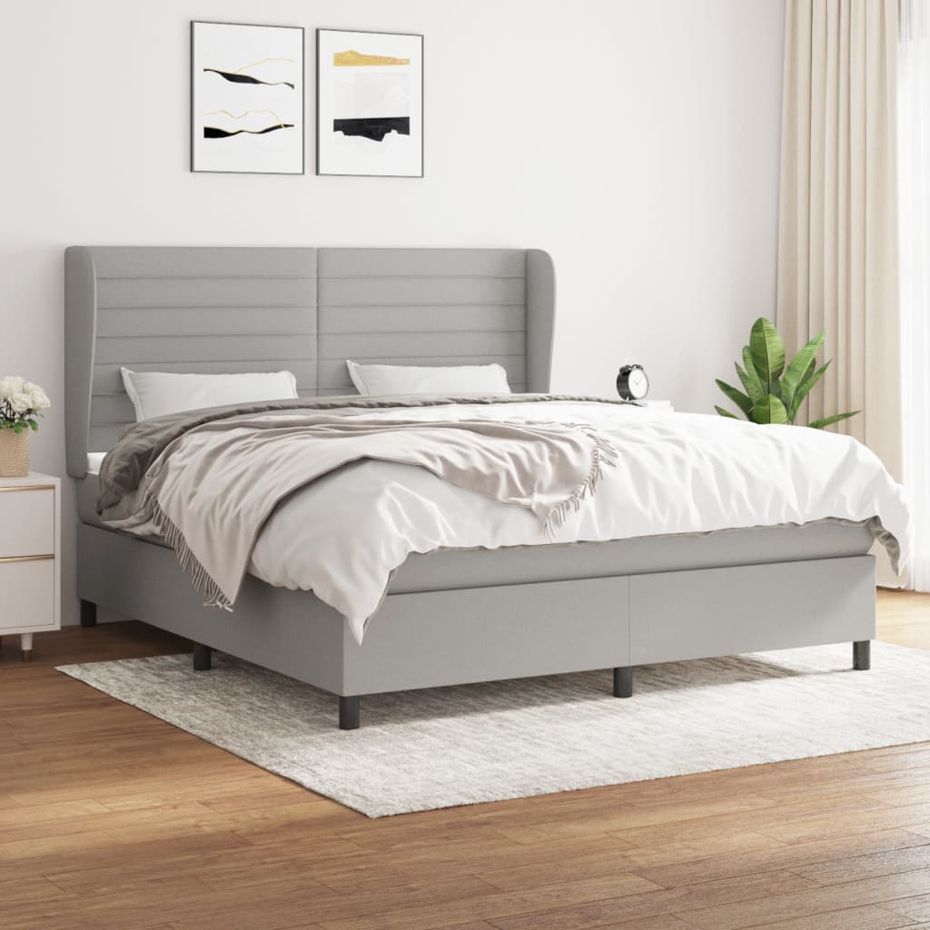 Giroletto a Molle con Materasso Grigio Chiaro160x200 cm Tessuto | homemem39