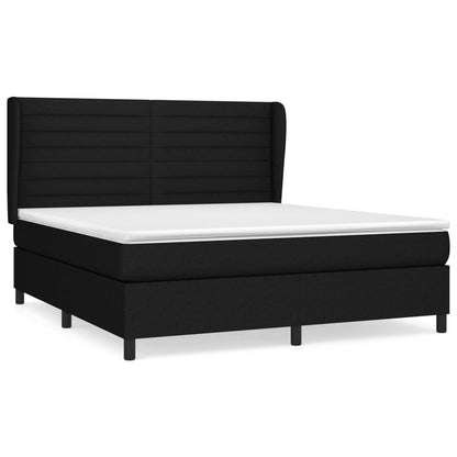 Spring bed frame with black mattress 160x200 cm in fabric