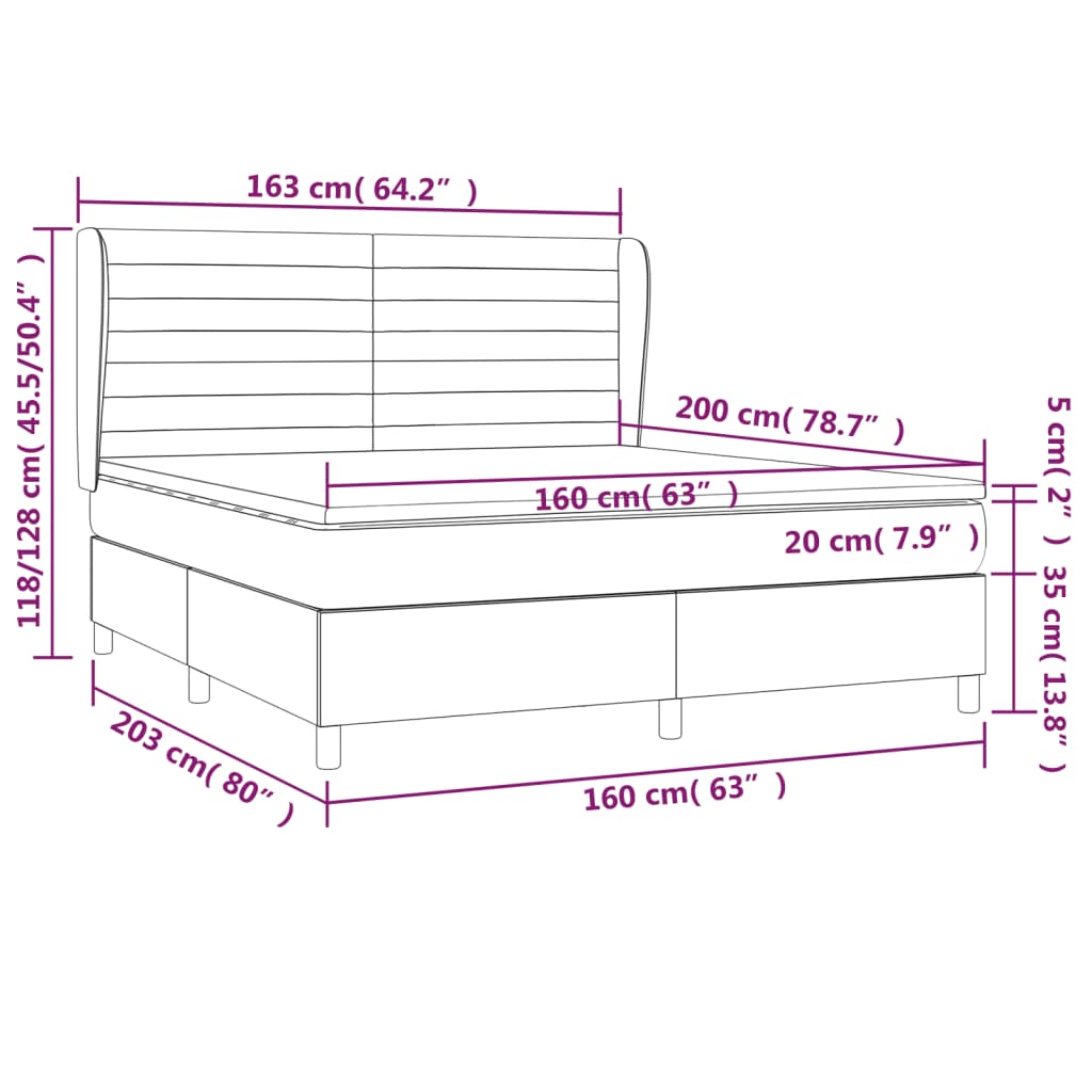Giroletto a Molle con Materasso Marrone Scuro 160x200cm Tessuto | homemem39