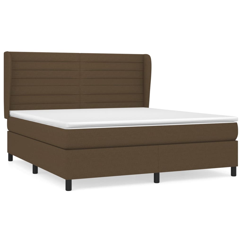 Giroletto a Molle con Materasso Marrone Scuro 180x200cm Tessuto | homemem39